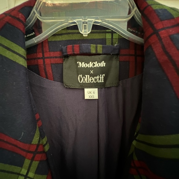 ModCloth x Collectif Plaid-Minded Blazer XXS - Picture 4 of 6